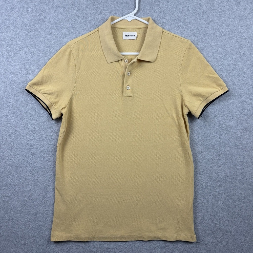 Taylor Stitch Polo Shirt Mens 38 Small Yellow Mesh Pique Cotton Casual Huckberry